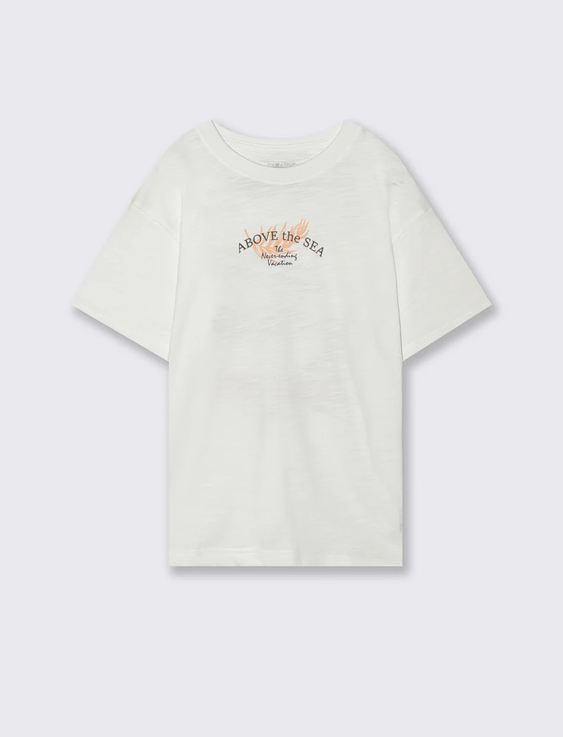 T-shirt estiva con stampa frontale e retro - Bianco