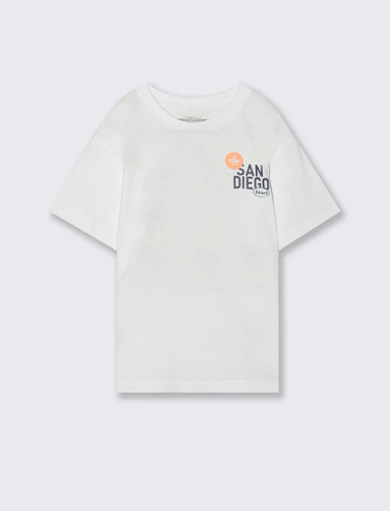 T-Shirt Casual con Stampa Posterior? - Bianco