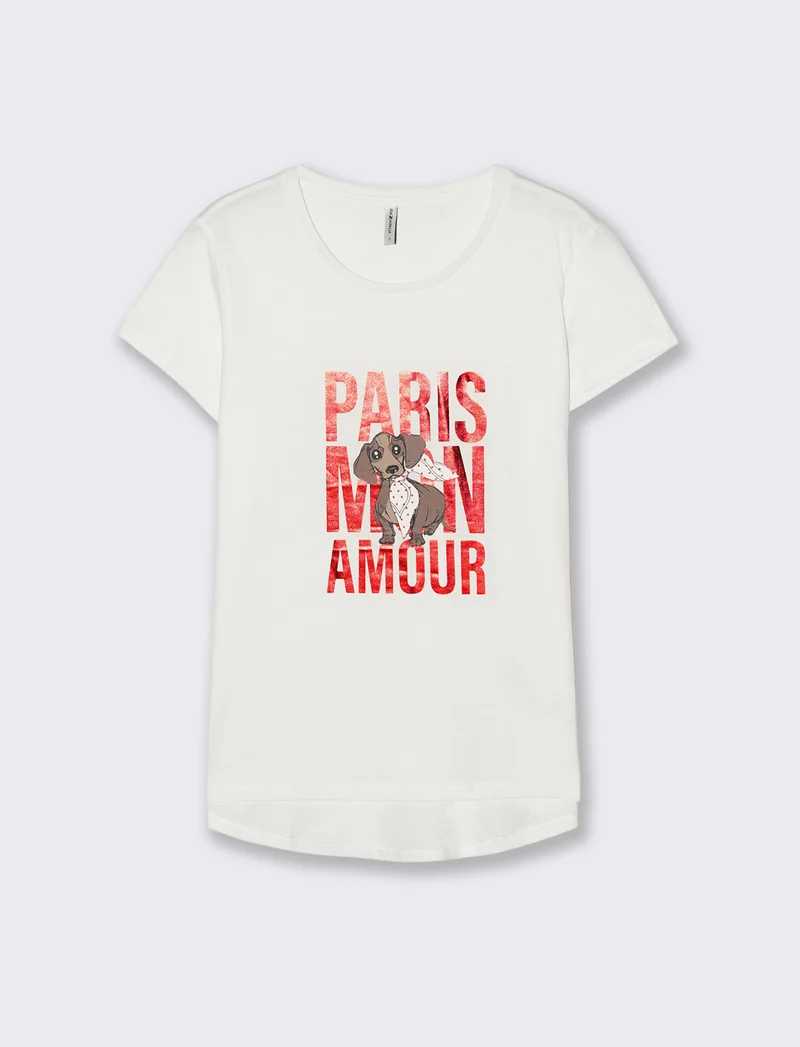 T-Shirt Manica Corta con Stampa Petto - var 2