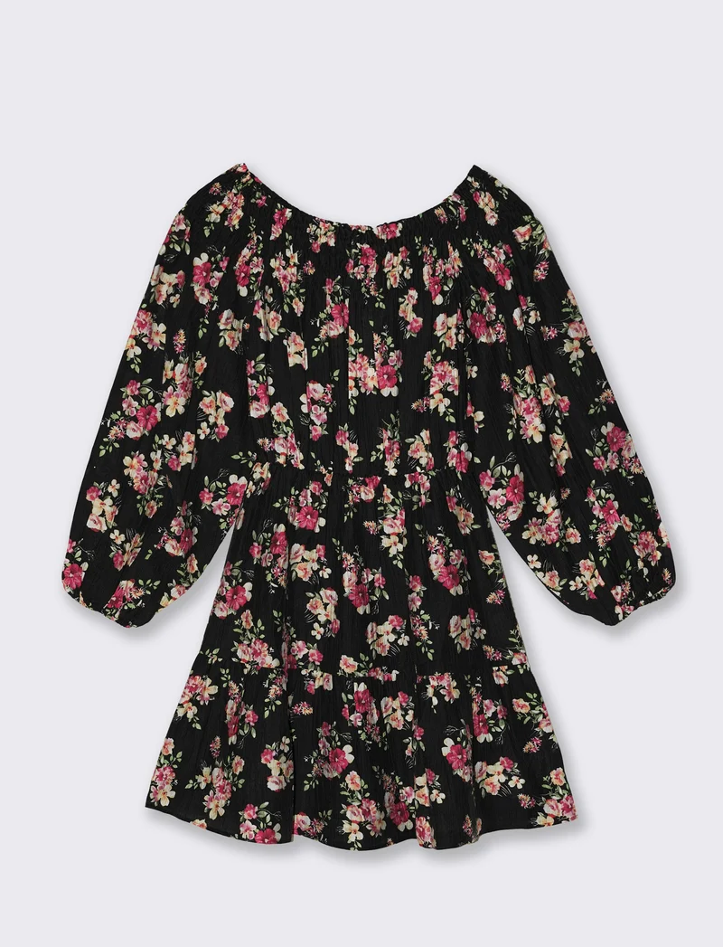 Vestito corto con smock e maniche lunghe - var 2