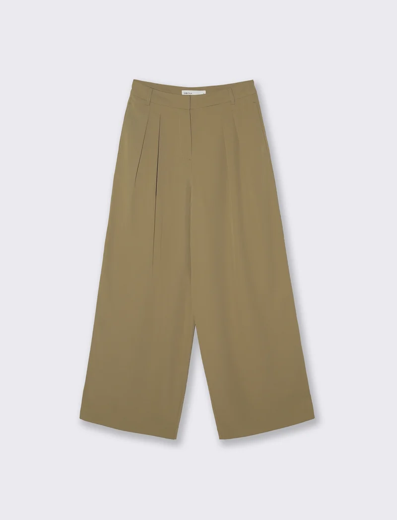 Pantalone Gamba Dritta con Tasche Americane - Beige fieno