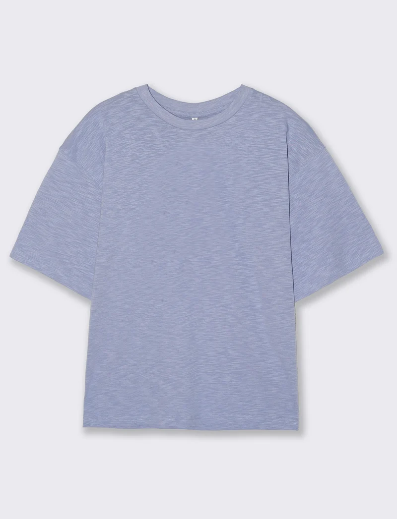 Shirt Girocollo Manica Corto Comoda - Denim