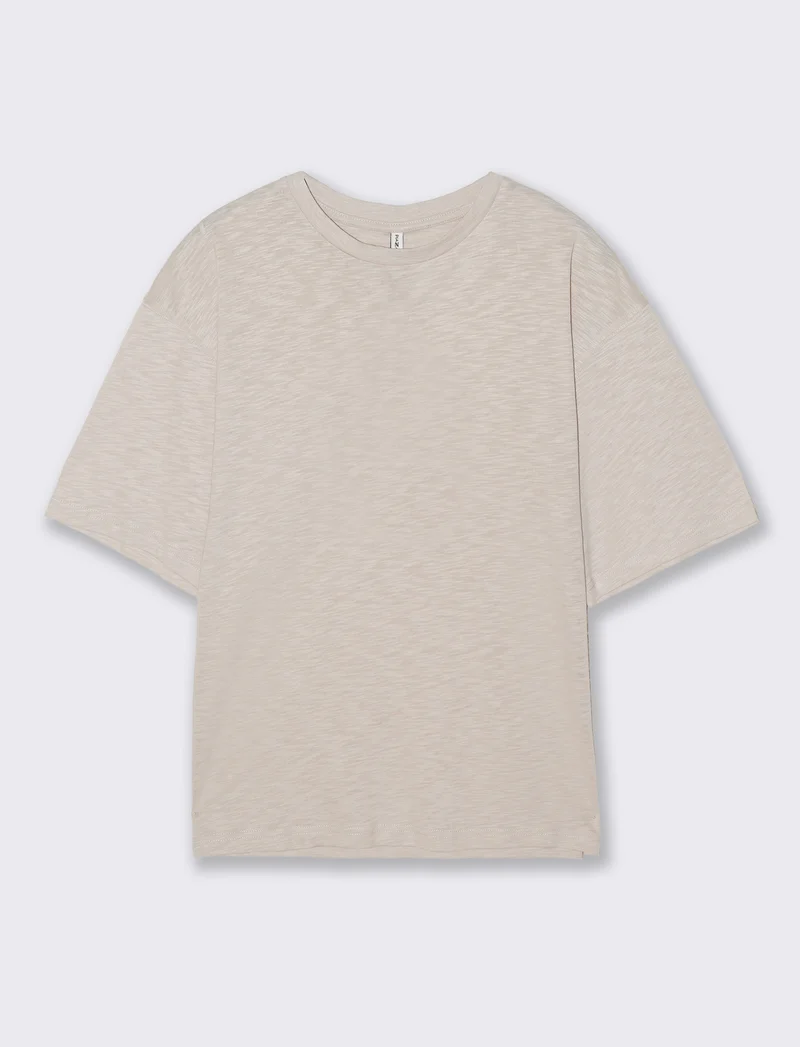 Shirt Girocollo Manica Corto Comoda - Beige grano