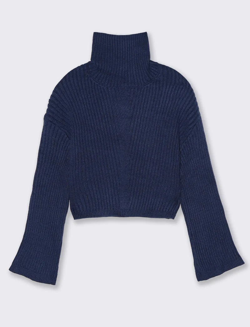 PULLOVER CROP - Blu