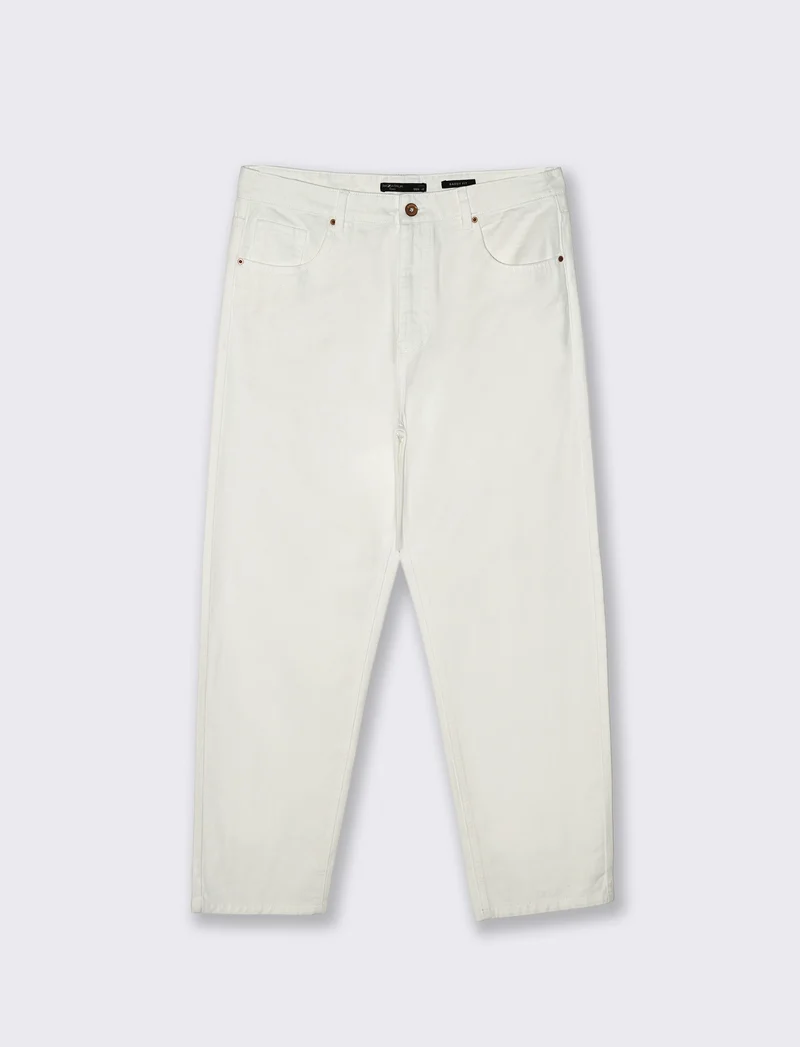 Jeans Baggy Fit Leggero in Denim - Bianco