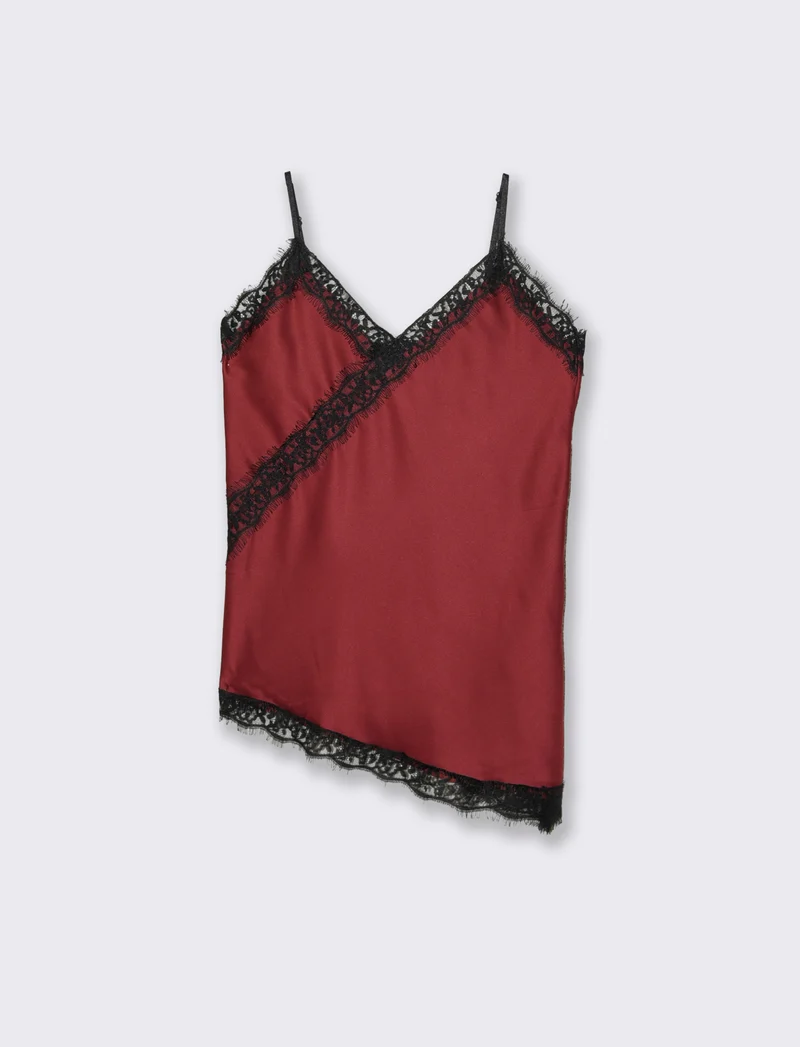 Top pizzo con bretelline - Bordeaux