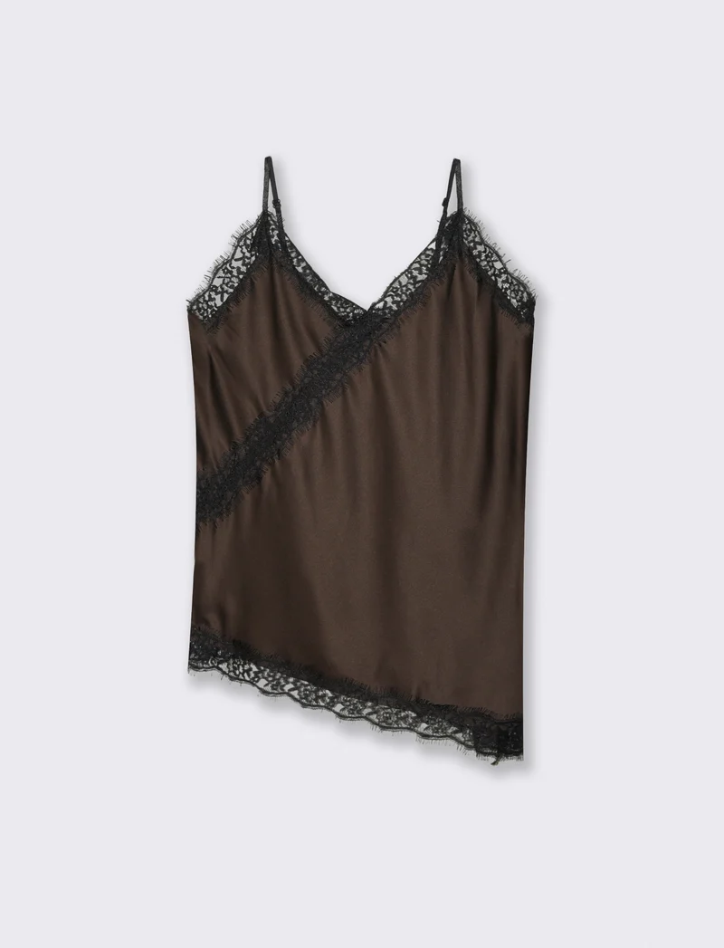 Top pizzo con bretelline - Moro