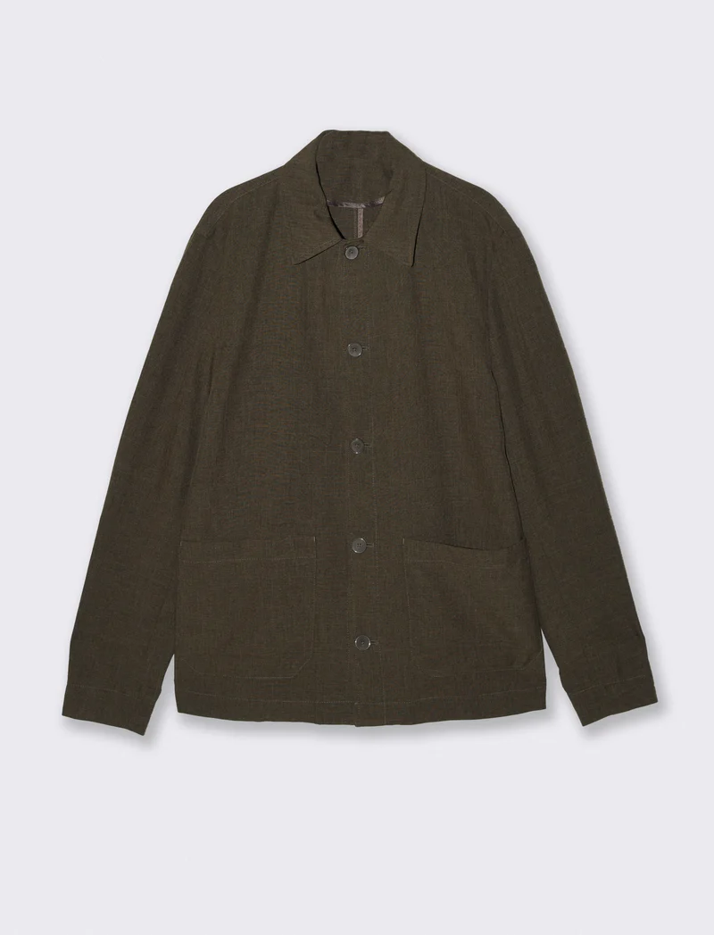 Blazer effetto lino con colletto francese - Moro