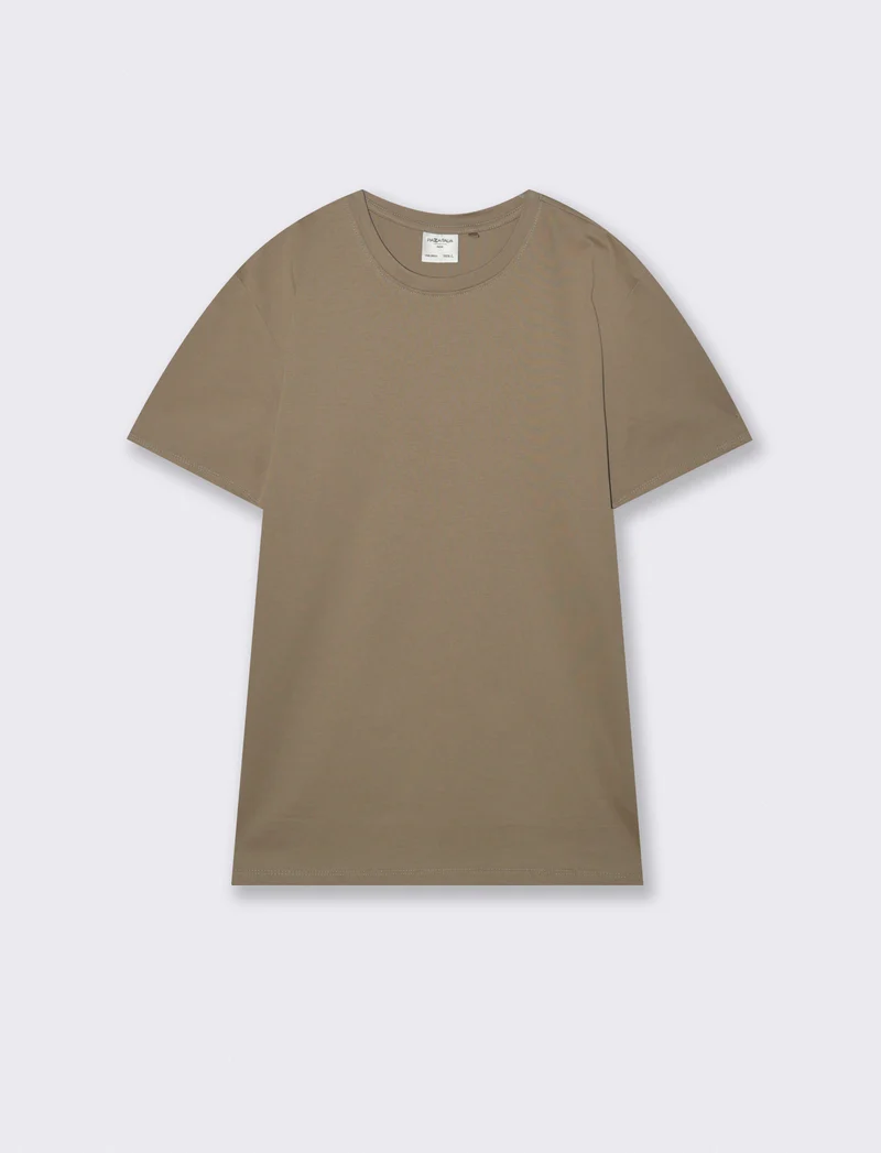 T-shirt girocollo in cotone mercerizzato - Verde kaki