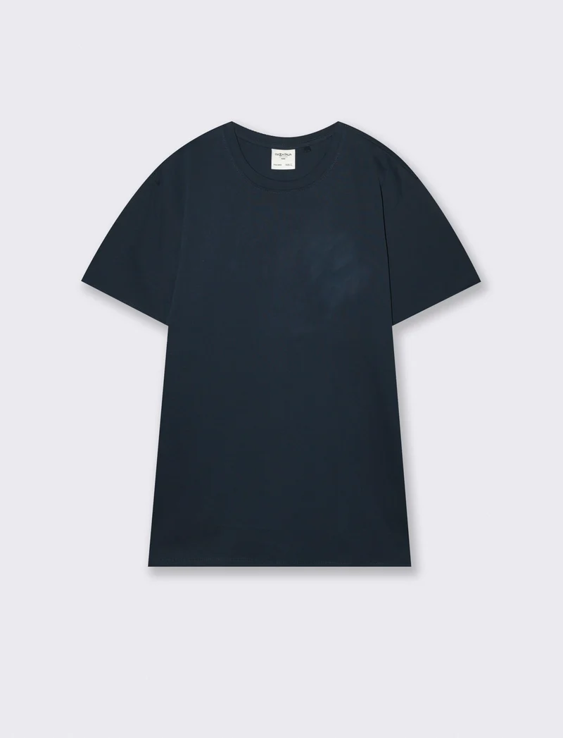 T-shirt girocollo in cotone mercerizzato - Blu