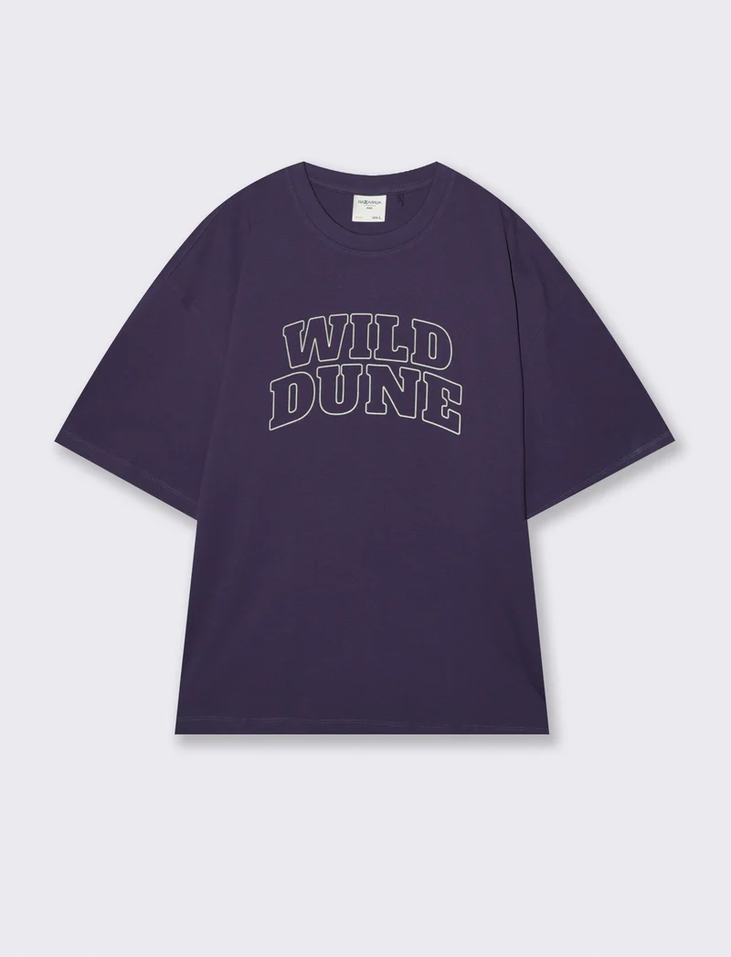 T-shirt cotone con stampa effetto ricamo - Viola