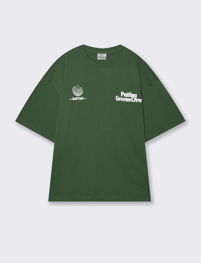 T-shirt girocollo con stampe e ricami - Verde