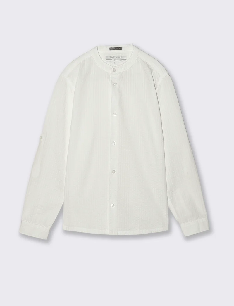 Camicia in cotone goffrato elegante e casual - Bianco
