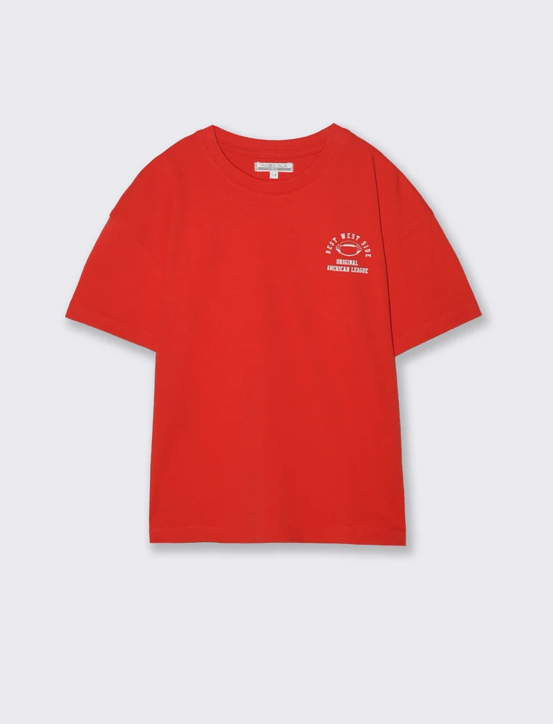 T-shirt loose mezza manica estiva - Rosso