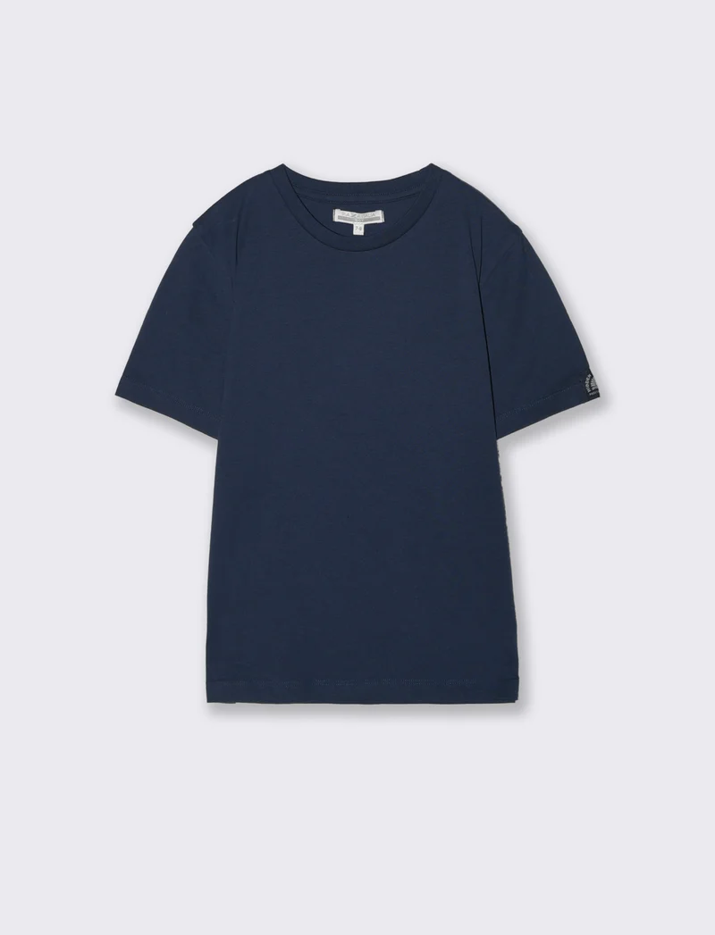 T-shirt mezza manica in cotone tinta unita - Blu
