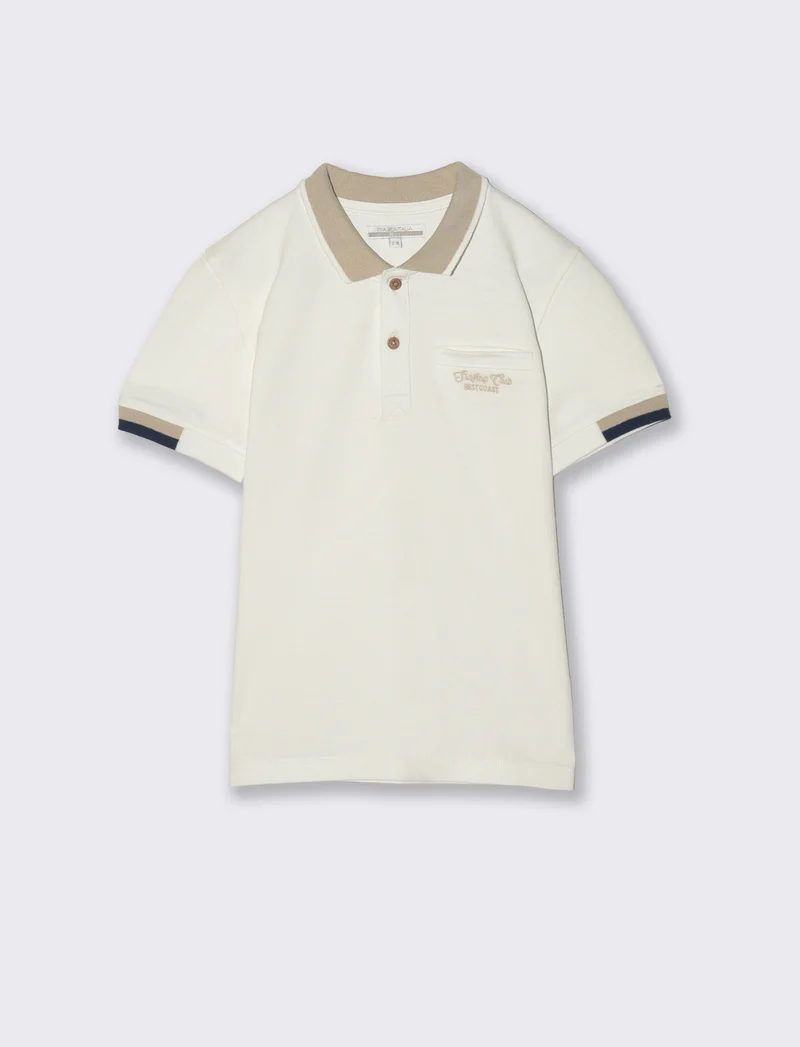 Polo in piquet con taschino elegante - Bianco latte