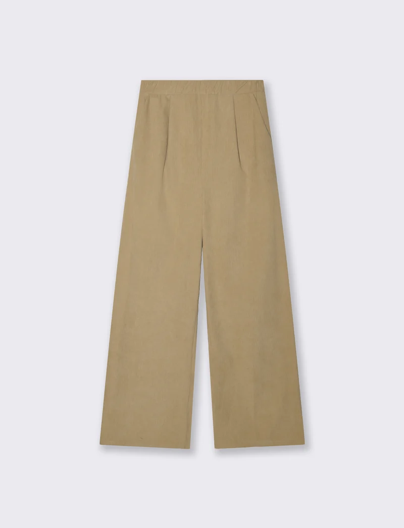 Pantalone largo in velluto - Beige
