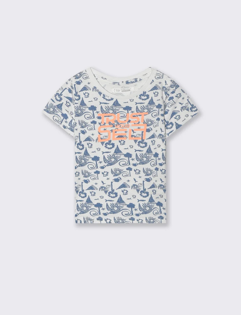 Maglietta girocollo con stampa all over - Bianco