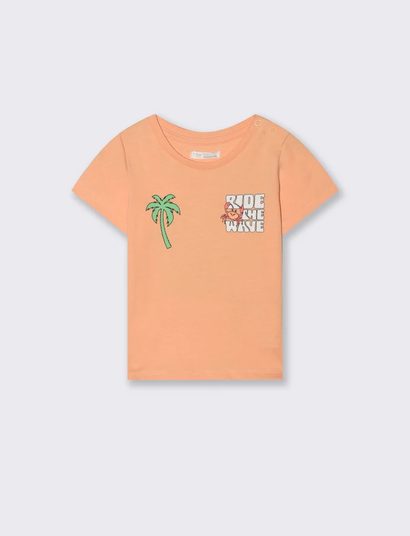 Maglietta estiva con stampa colorata dietro - Arancio