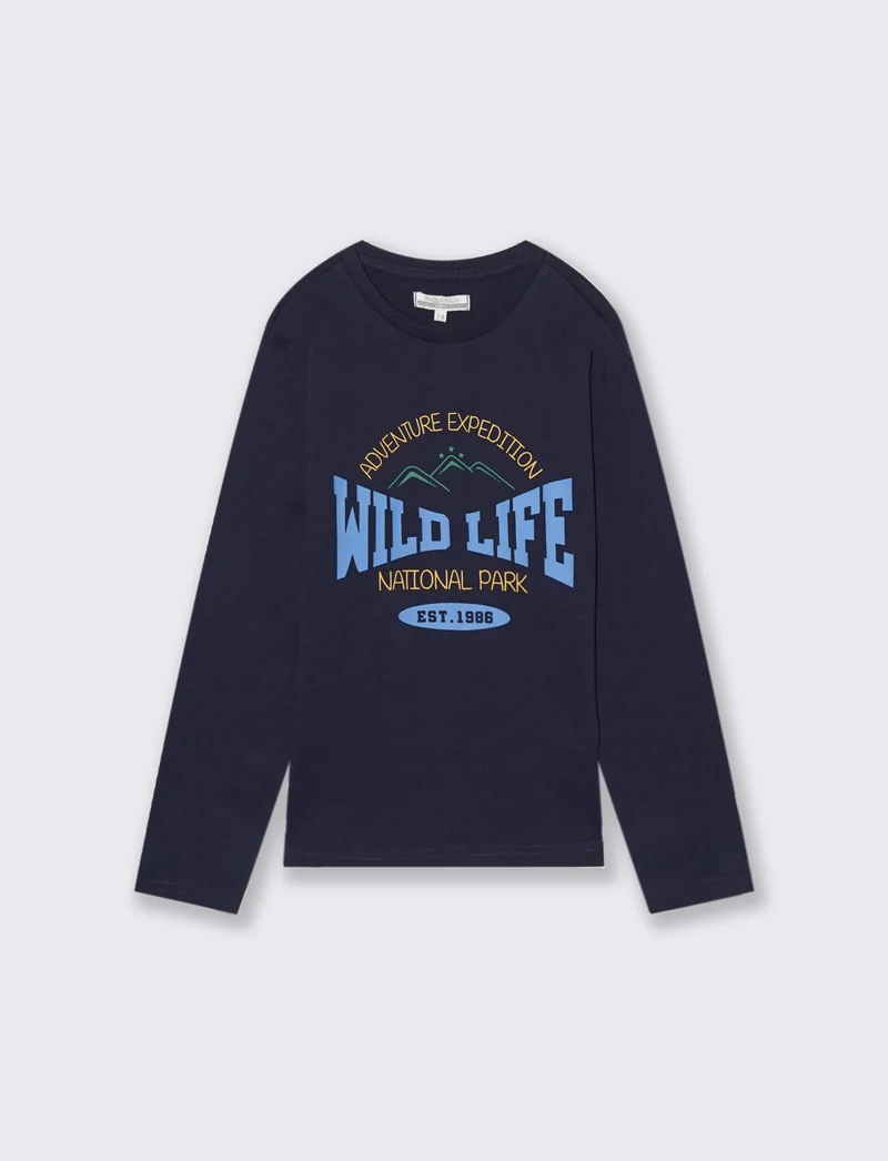 T-SHIRT IN JERSEY CON STAMPA - Blu