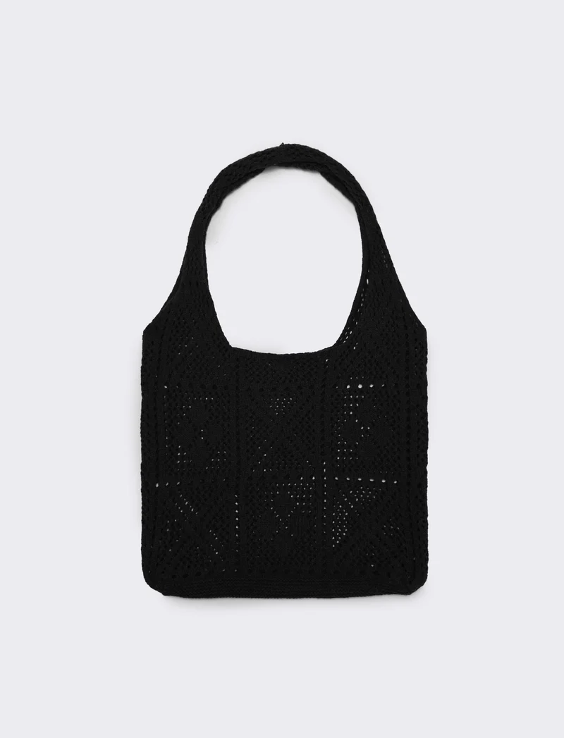 Borsa a spalla crochet - Nero