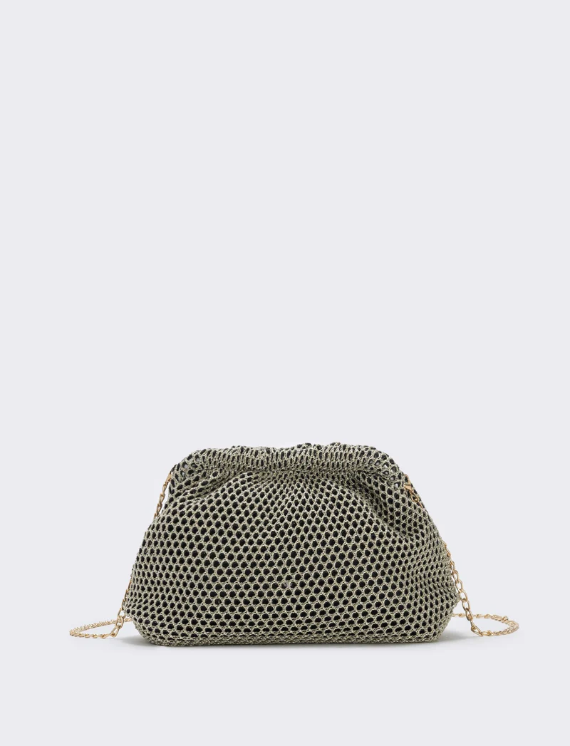 Borsetta clutch morbida in tessuti vari - Oro
