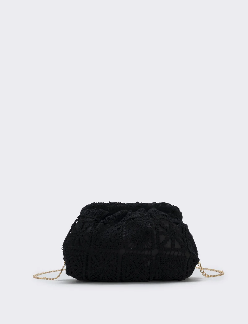 Borsetta clutch morbida in tessuti vari - Nero