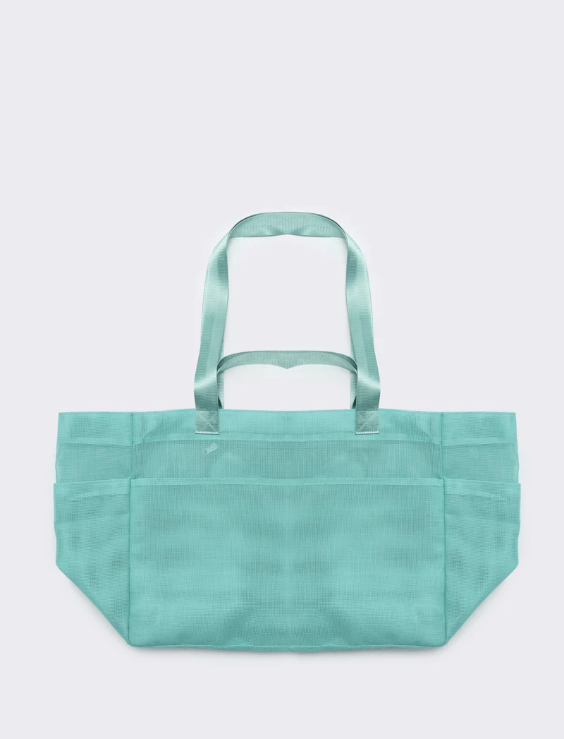 Borsone shopper grande a rete - Turchese
