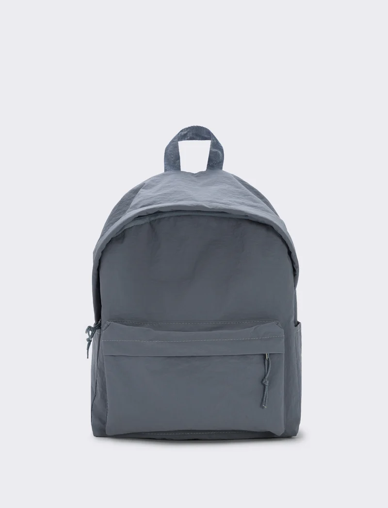 Zaino nylon con tasca frontale - Denim