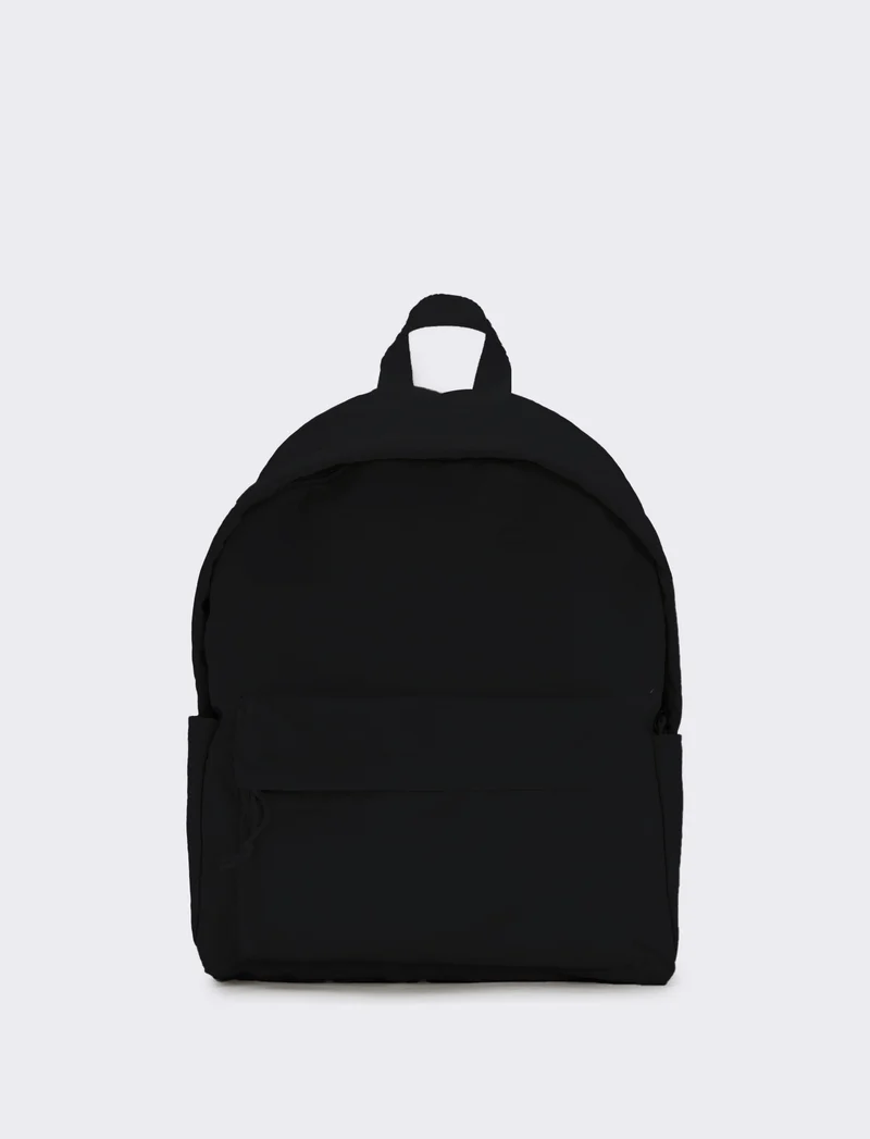 Zaino nylon con tasca frontale - Nero