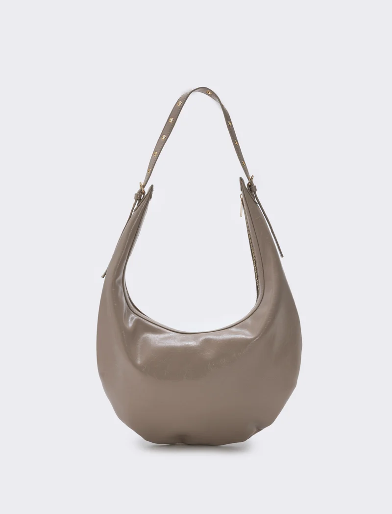 Borsa Hobo Vernice Lucida - Beige