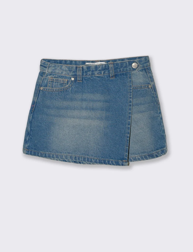 Short finta gonna in denim 100% cotone - Denim
