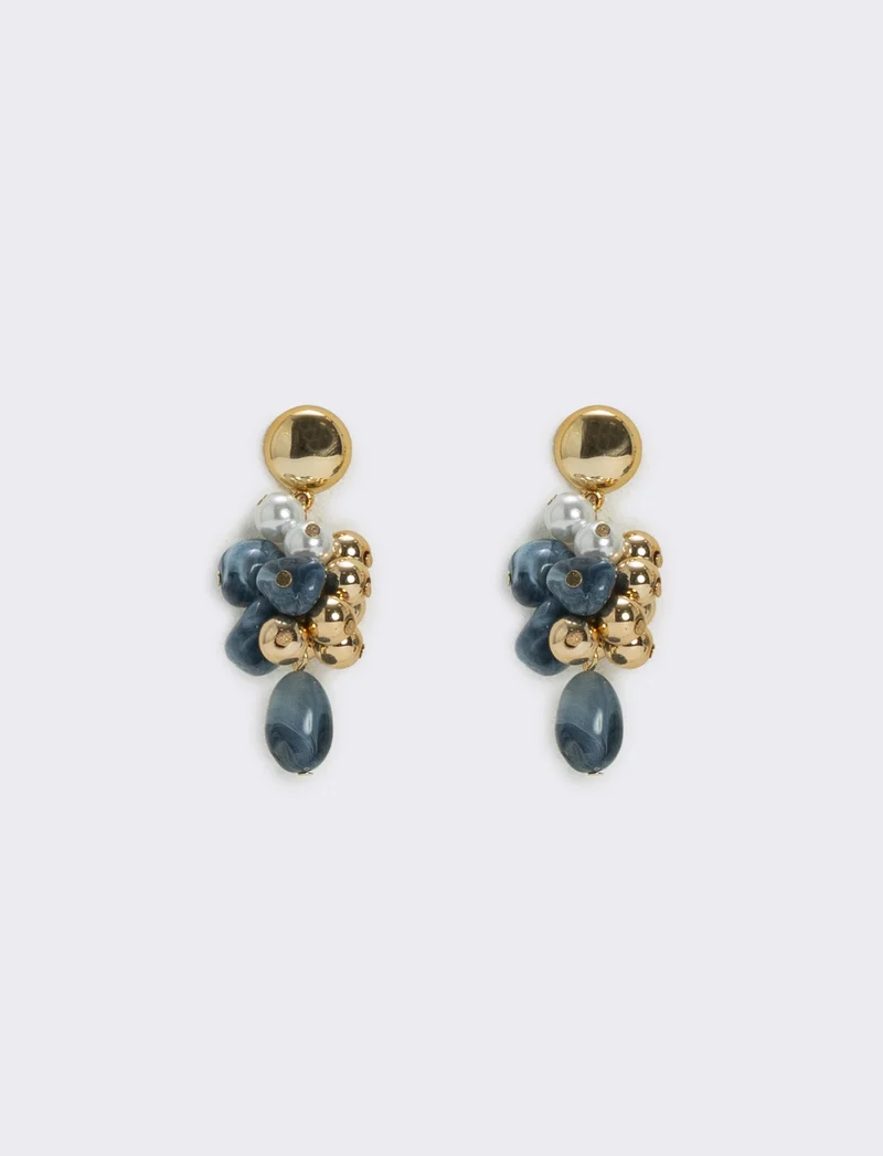 Orecchini a grappolo con pietre colorate - Blu