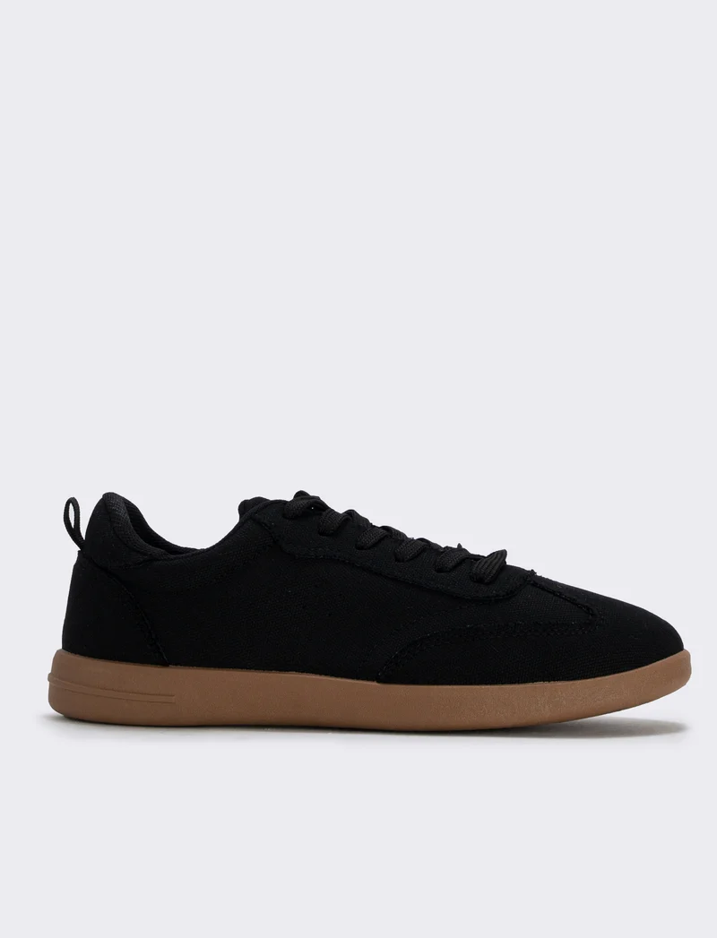 Sneakers minimal in tela per donna - Nero