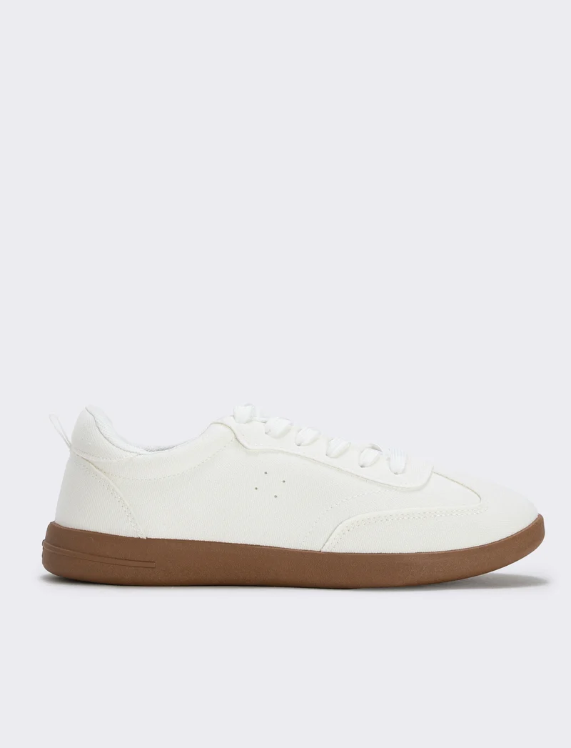 Sneakers minimal in tela per donna - Bianco