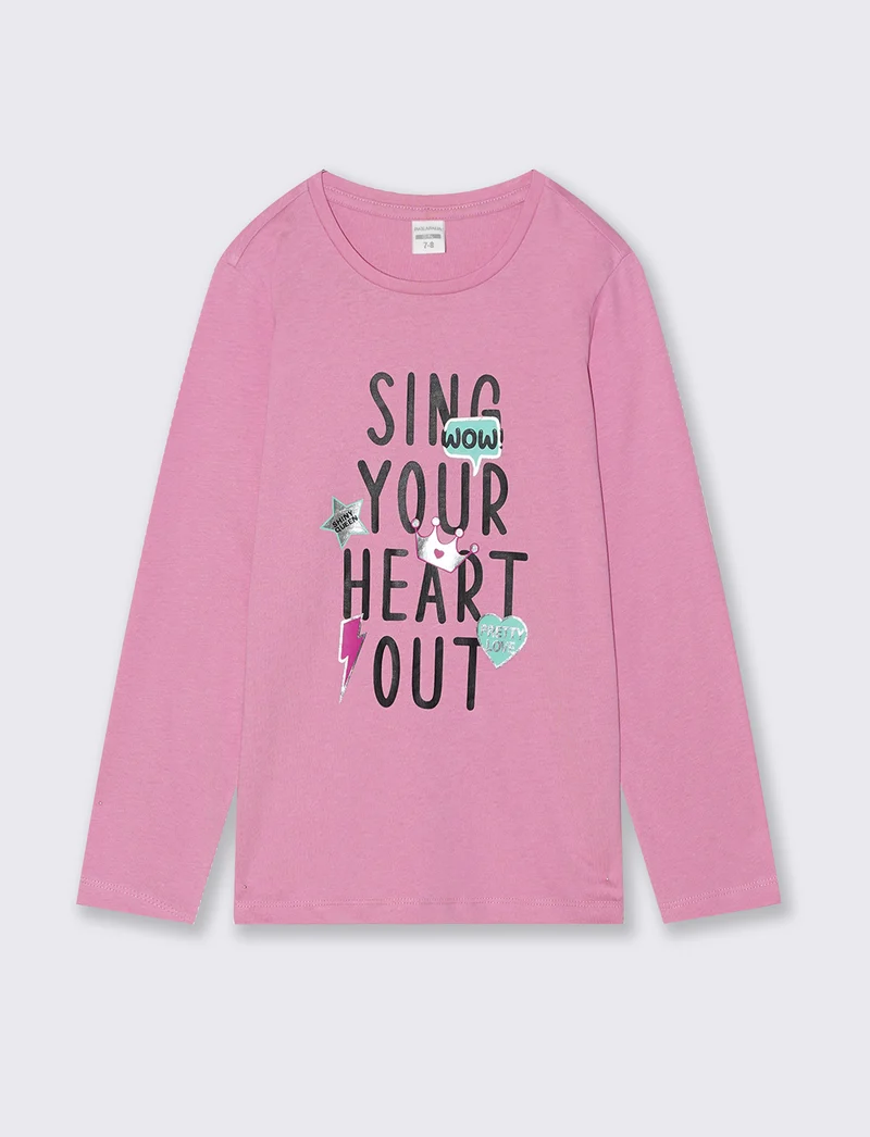 T-shirt manica lunga in morbido cotone - Rosa candy