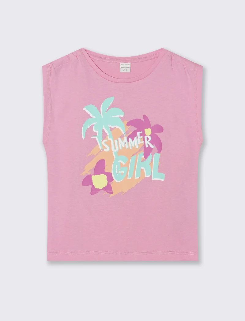 T-shirt giromanica bambina con arriccio - Rosa