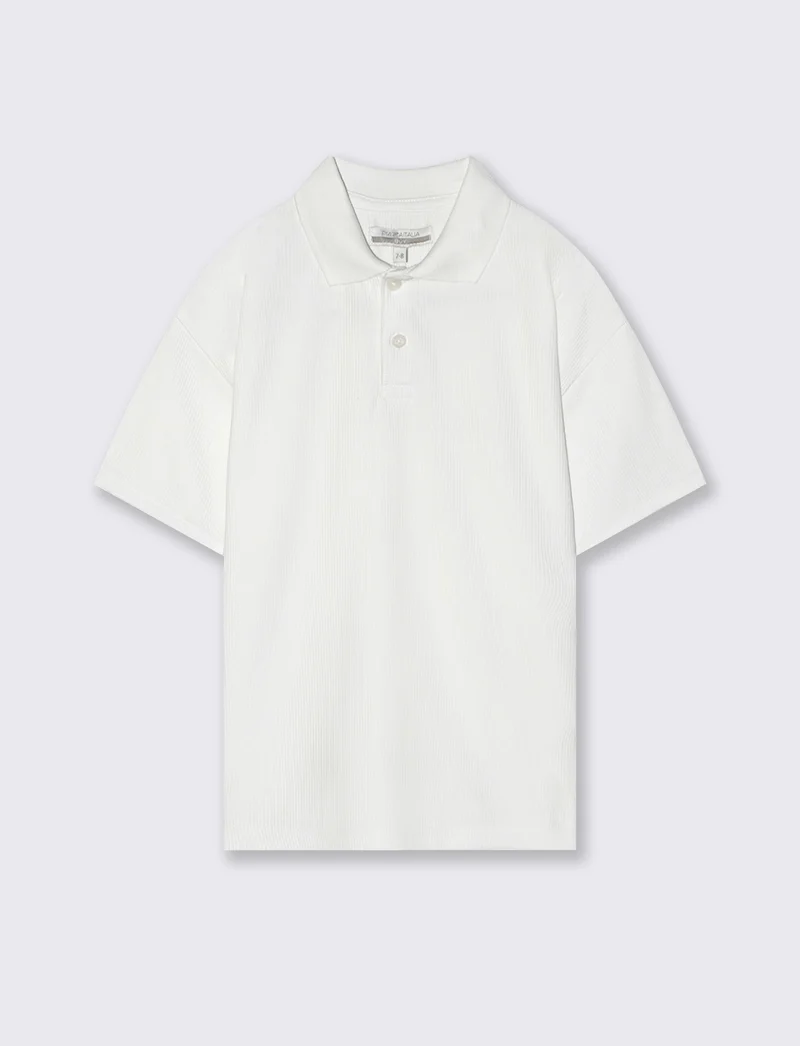 T-shirt polo in coste casual e stilosa - Bianco