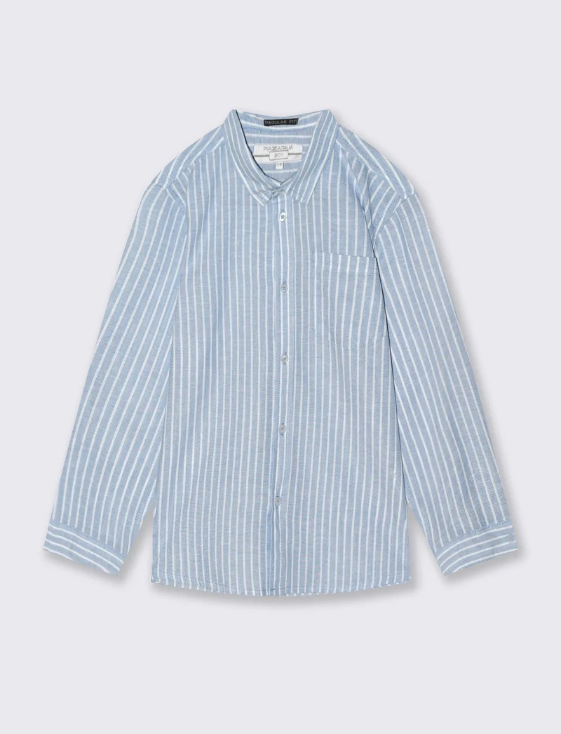 Camicia in cotone rigata con tasca - Righe