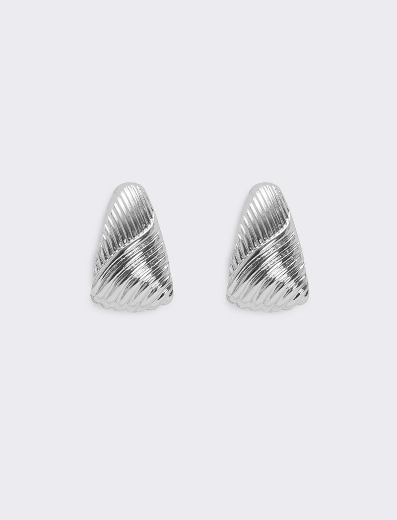 Orecchini Triangolo Rigati - Argento