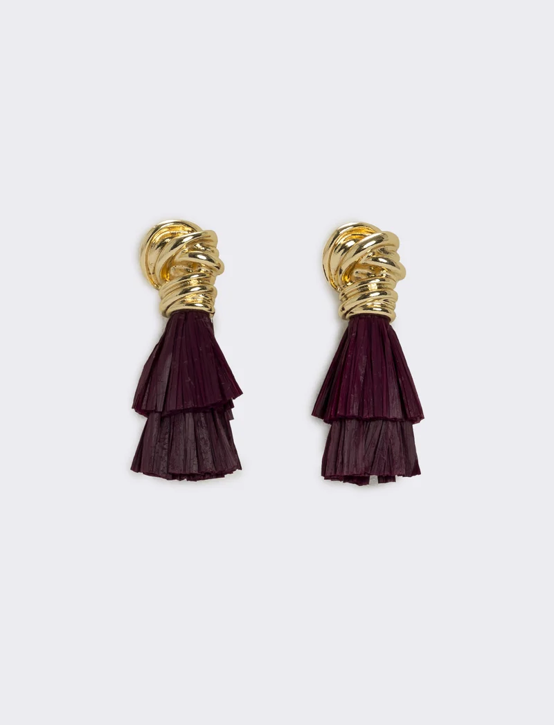 Orecchini con nodo in raffia per donne - Viola prugna