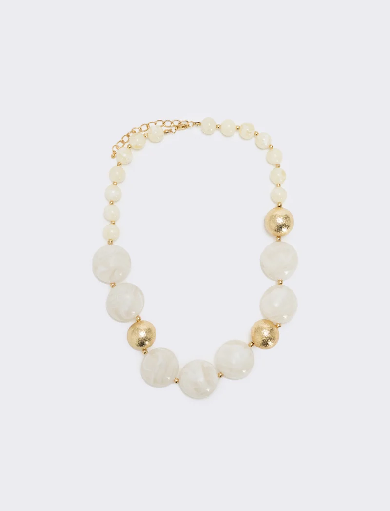 Collana con pietre a sfera - Bianco