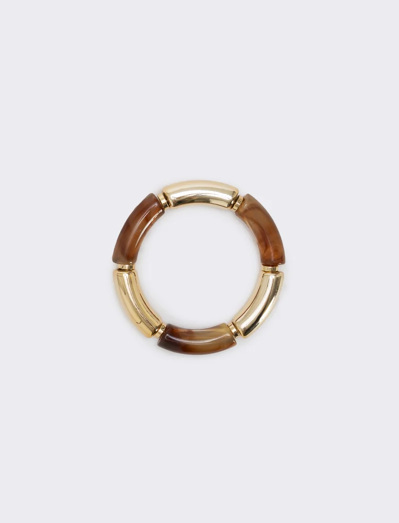 Bracciale elastico con pietre e metallo - Moro
