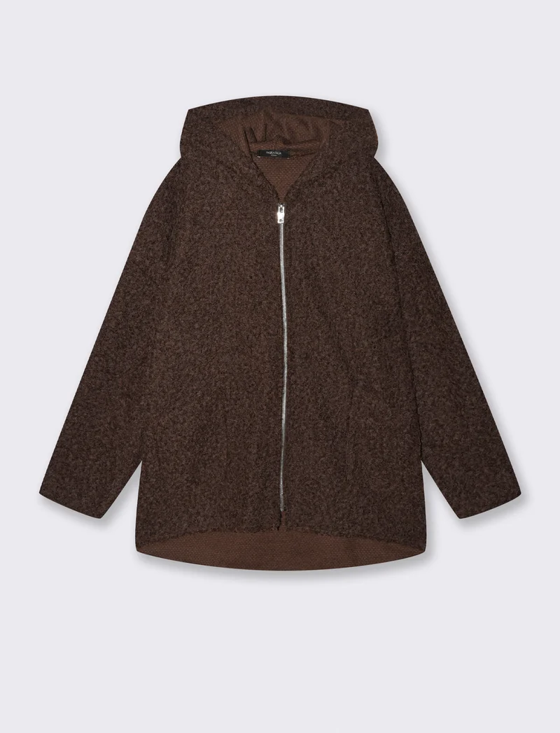 Cappotto con zip oversize - Moro