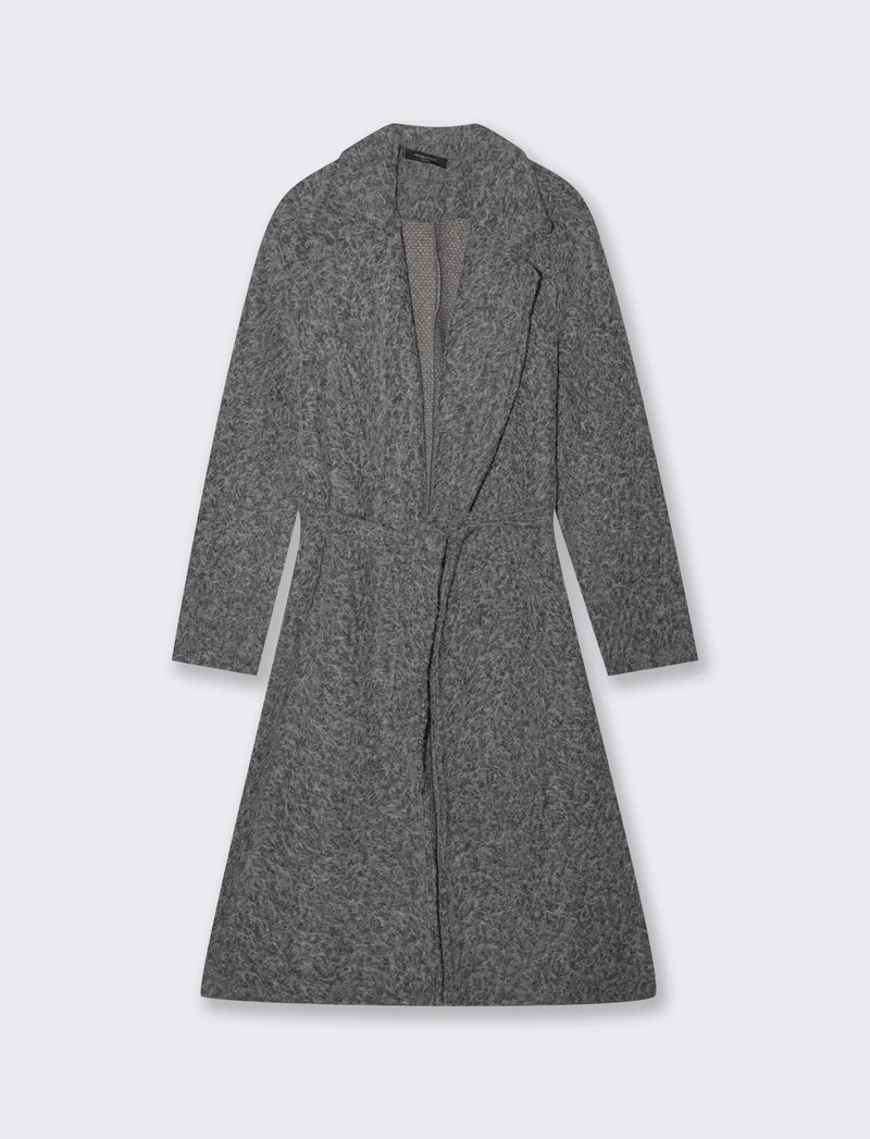 Cappotto in tessuto effetto pelliccia - Grigio