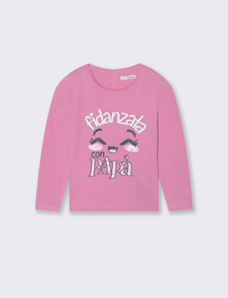 T-shirt manica lunga con stampa trendy - Rosa candy