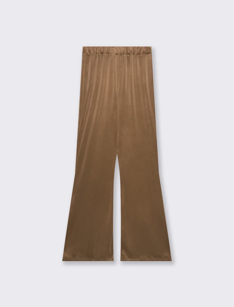 Pantalone in ciniglia con elastico in vita - Cammello