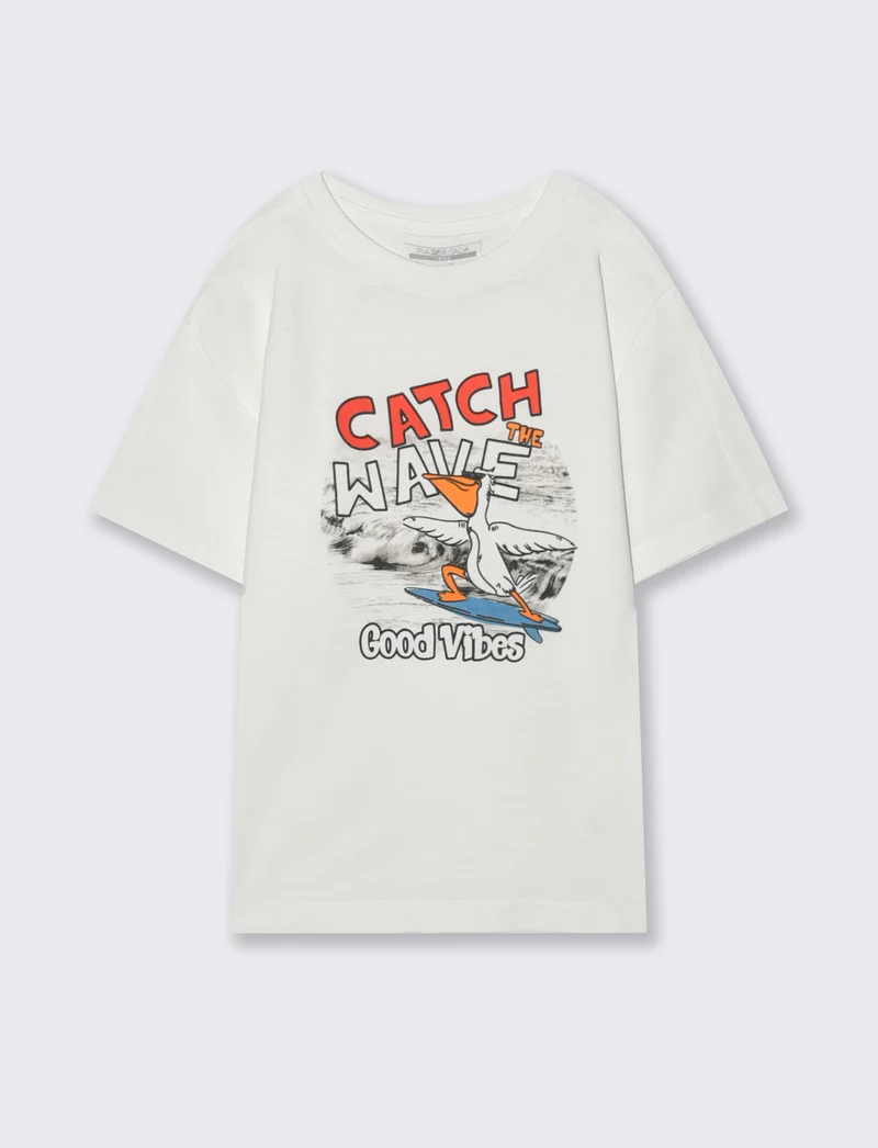 T-shirt fotografica in cotone estivo - Bianco