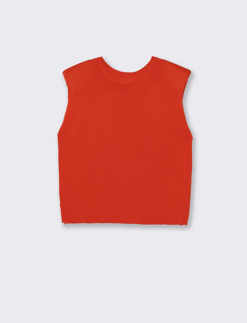 Gilet in Maglia con Spalline Imbottite - Arancio