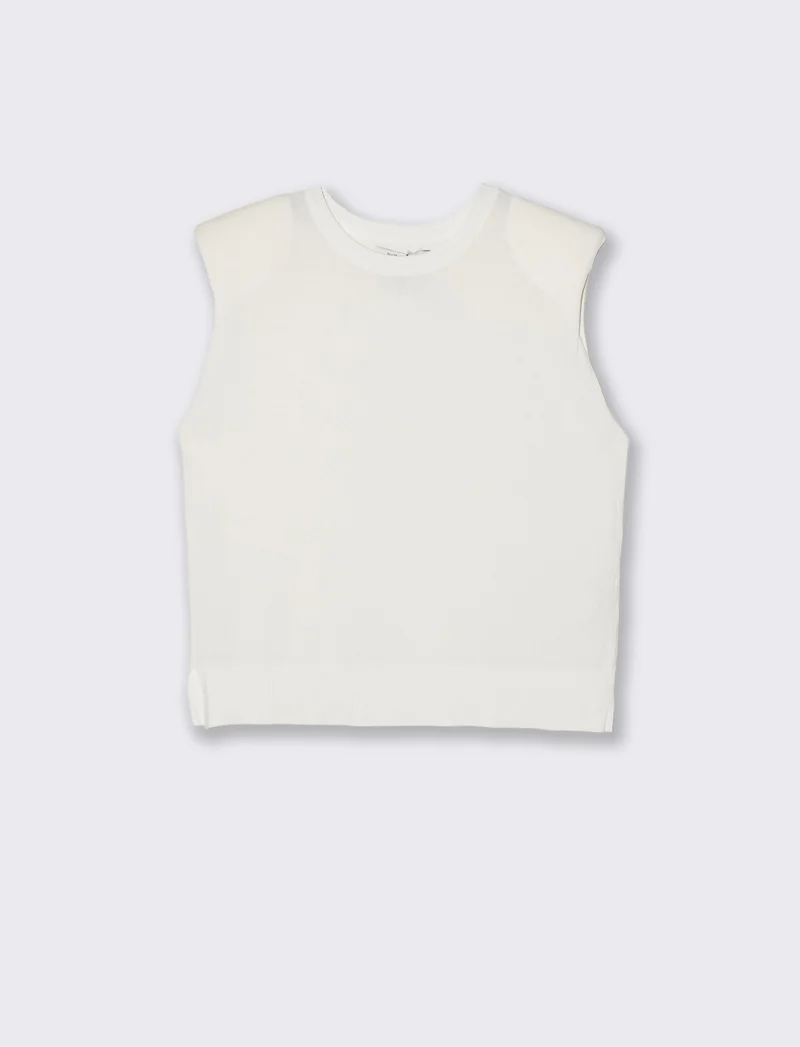 Gilet in Maglia con Spalline Imbottite - Bianco